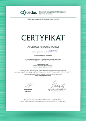 Certyfikat szkolenia