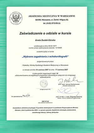 Certyfikat szkolenia